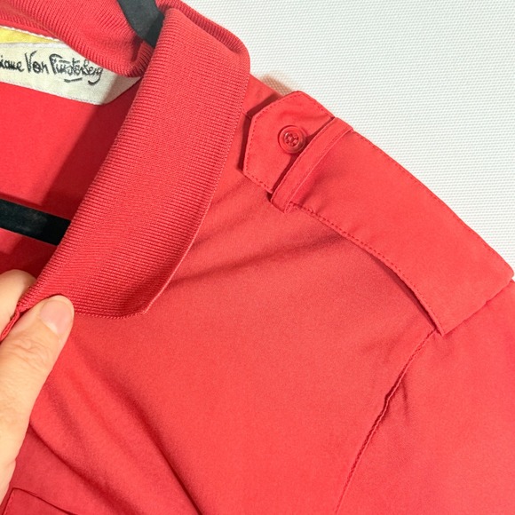 Vintage Diane Von Furstenberg Womens Medium Shirt Top Red Secretary Preppy Work - Picture 4 of 8